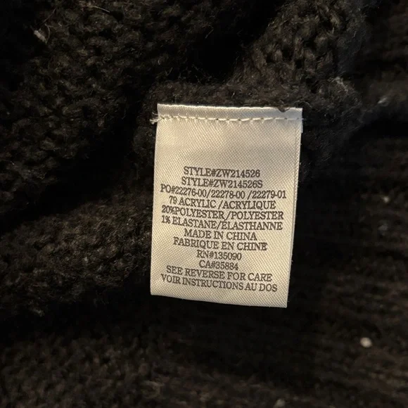 Z Supply Black Knit Mock Neck Ruffle Detail Puff Sleeve Sweater - Picture 7 of 7